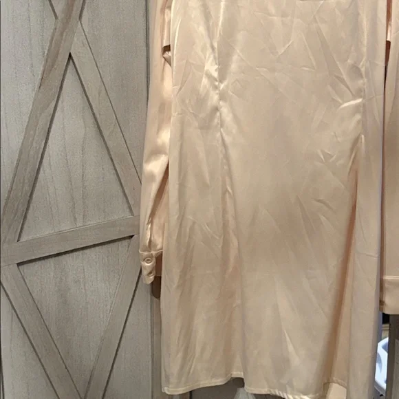 Fashion Nova Ivory Satin Shirt Dress - Picture 5 of 8